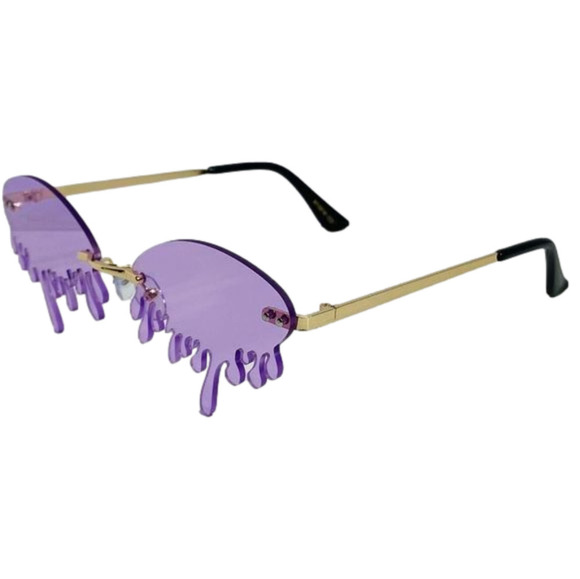 6071 | Purple Rimless Drip Novelty Sunglasses - Picture 3 of 5